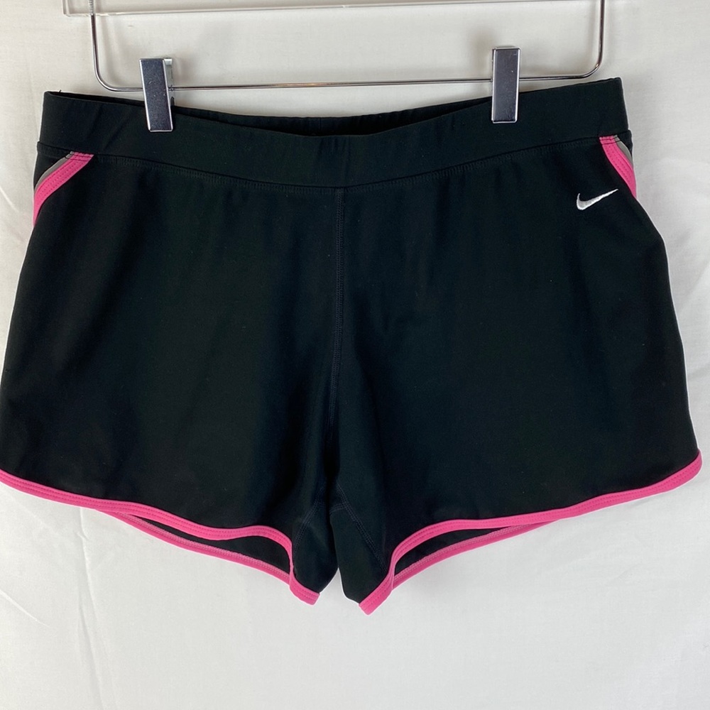 NIKE Running Shorts Size Medium Excellent Condition Back Pocket Black & Pink